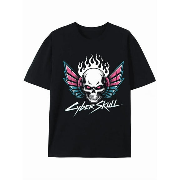 Cyber Skull Graphic Tee - Bold Cyberpunk Design