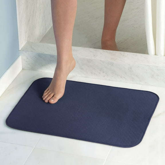 InterDesign iDry Microfiber Shower and Bath Mat, Large, Navy