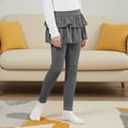 thumbnail image 3 of FAIWAD Girls Leggings with Skirt Kids Solid Color School Uniform Pants with Ruffle Skirt 3-14Years, 3 of 9