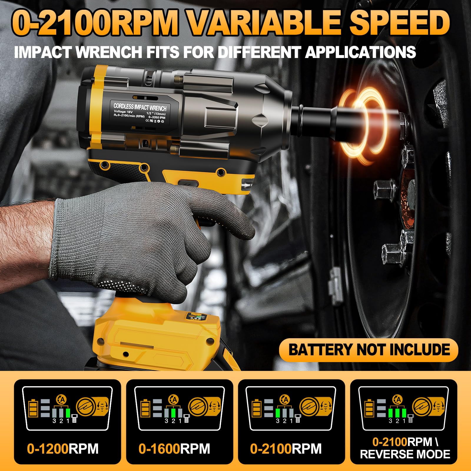 Cordless Impact Wrench 1/2 inch for Dewalt 20V Battery, 900FT-lbs(1200N.m) Driver Brushless, High Torque with 6 Pcs Sockets & Gift Box (No Battery)