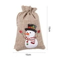 thumbnail image 5 of 6pc Christmas Linen Bags with Drawstrings Christmas Burlap Goody Gift Bags with Double Jute Drawstrings, Snowman, Santa Claus, Penguin and Elk, 5 of 8