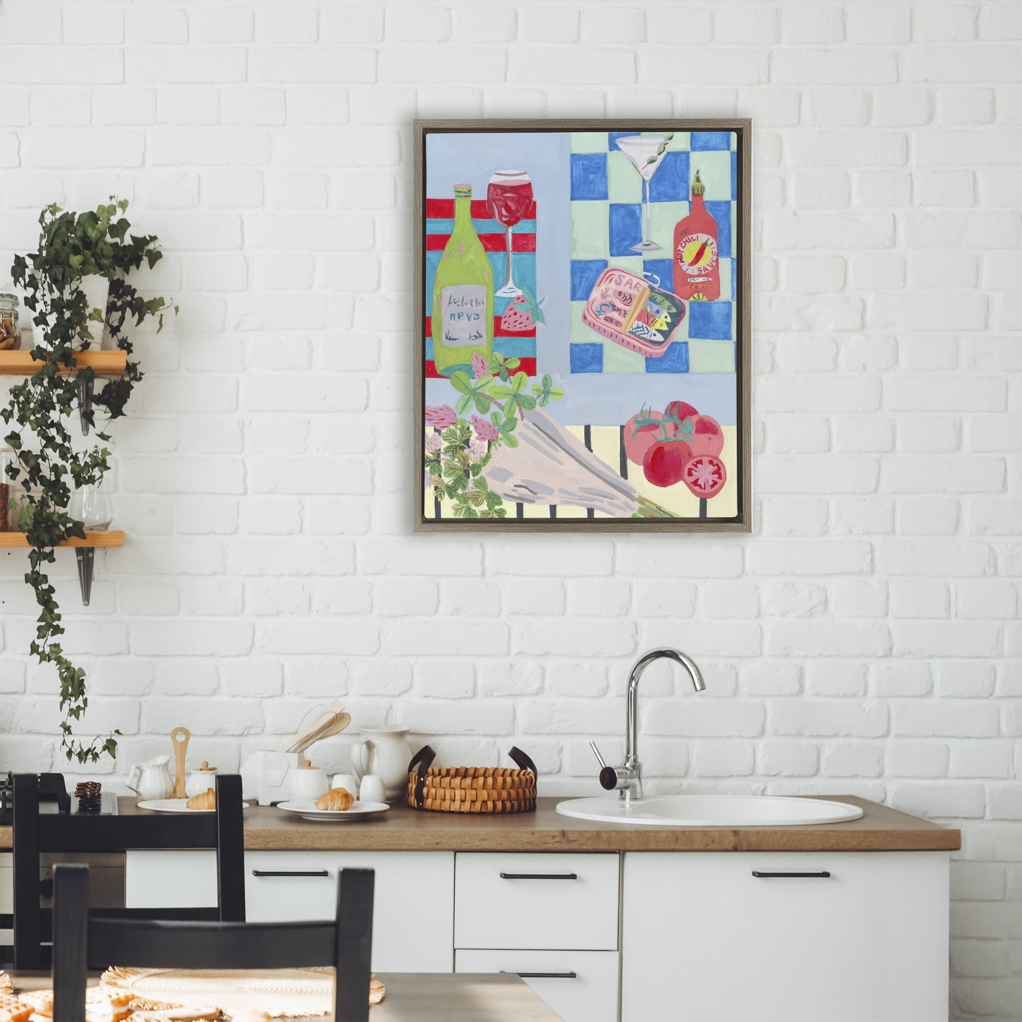 Stupell Industries Saucy Kitchen Secrets Brown Framed Floater Canvas Wall Art, design by Melissa Wang