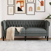 vidaXL Chesterfield Sofa 2-Seater Dark Gray Fabric