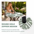 thumbnail image 4 of Round Outdoor Tablecloth with Umbrella Hole and Zipper, Olive Green Monstera Leaf Tablecloth with Elastic Waterproof, Tropical Plant Botanical Boho Patio Table Covers for 55" - 60" Pool Tables, 4 of 9