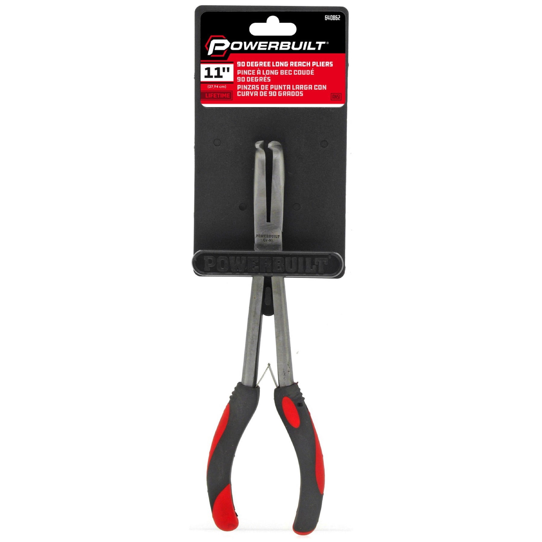 Powerbuilt 11 Inch 90° Long Reach Long Nose Pliers - 640862