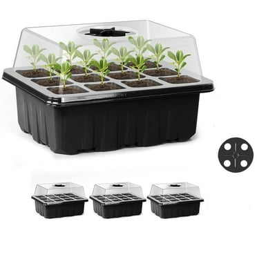 1 Pack Seed Starter Tray, GIXUSIL 12 Cells Total Tray, Seed Starting Kit with Adjustable Humidity Dome & Base, Mini Greenhouse Germination Kit for Planting Flowers Starting