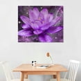 thumbnail image 3 of Nawypu   Flowers Wall Art Blooming Lotus Water Lily Picture Elegant Pink Blue Purple Floral Painting Canvas Print Framed Modern Home Bedroom Living Room Decor Ready to Hang, 3 of 5