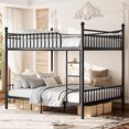 thumbnail image 2 of Leumius Queen over Queen Metal Bunk Bed with Unique Curved Guardrail Design, Round Tube Bunk Bed Frame, Metal Bunk Bed Frame for Kids Teens Adults Black, 2 of 9