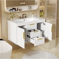 thumbnail image 4 of JERFIT 36 inch White Modern Floating Bathroom Vanity with Sink, 2 Drawers Storage Cabinet, Wall Mounted MDF Resin Basin for Space Saving, 4 of 10