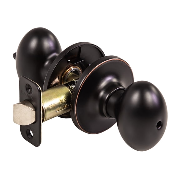 Oil Rubbed Bronze Egg Privacy Door Knob with Turn-Button Lock for Bed and Bath, Adjustable Latch
