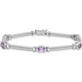 thumbnail image 4 of Sterling Silver Rhodium-Plated Amethyst Bracelet (7 X 7) Made In Thailand qx598am, 4 of 5