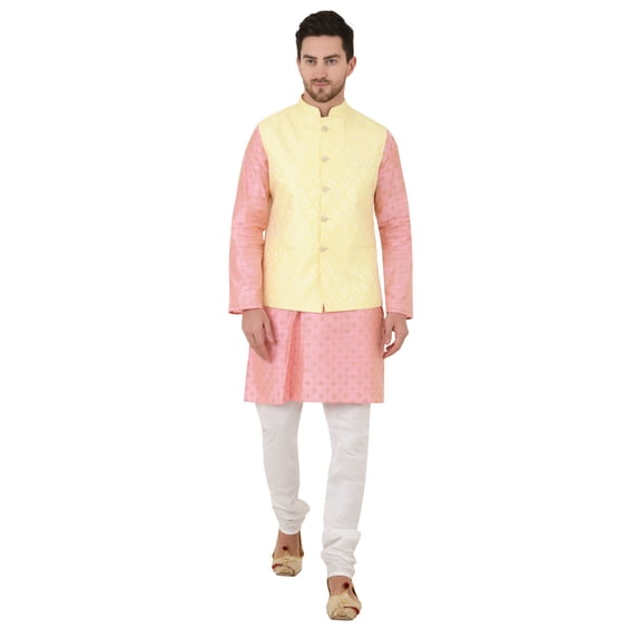 eloria Men's Nehru Jacket Waistcoat Indian Waistcoat Blazer Jacquard Jacket