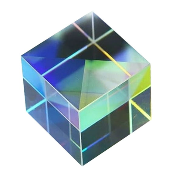 Primegos Prism Cube Sun Catcher Optical Color Dispersion Cube Portable Faux White Crystal Cube Prism for Kaleidoscopic Entertainment