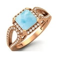 thumbnail image 2 of 2.5 Ctw Square Shape Larimar 925 Sterling Silver Rose Vermeil Split Shank Mother's Day Gift Ring, 2 of 4