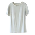 thumbnail image 3 of Fall Saving! HVOBTTY Women's Short Sleeve Pajama Top, Pajama Top for Women, Women's Fashion Solid Color Short Sleeve Loungewear and Layering Top with Chest Pad Green, XL, 3 of 5