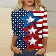 thumbnail image 2 of Cleans Summer Plus Size Patriotic T-Shirts for Women，Ladies Usa Flag Star Tops Shirts Crew Neck Tees 3/4 Length Sleeve Tops Vintage Causal T Shirts American Flag Stra Graphic Tunic Blouse Clothes, 2 of 5