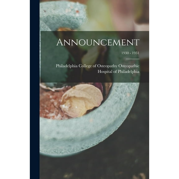 Announcement; 1930 - 1931, (Paperback)