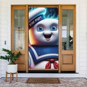 Ghostbusters Stay Puft Door Cover Decorated Banner Tapestry Home Decoration Holiday Party Supplies Door Banner Porch Sign Banner 72.8 x 35.4 Inch