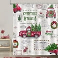 thumbnail image 2 of Vintage Christmas Shower Curtain Red Truck with Christmas Tree Wreath Classical Decorative Bath Curtain 72 x 72 Inch Polyester Fabric Waterproof Bathroom Curtain with 12 Hooks, 2 of 6