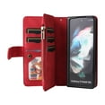 thumbnail image 3 of Multifunctional Case for Samsung Z Fold 4,[RFID Blocking] 9 Credit Cards Holder with Wrist Strap, Premium PU Leather Zipper Wallet Purse Magnetic Flip Phone Cover for Samsung Galaxy Z Fold 4, Red, 3 of 12