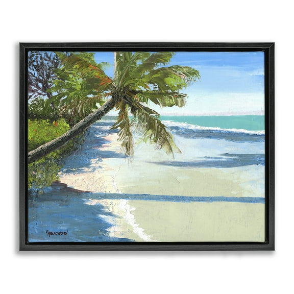 Stupell Industries Beach Shadows Landscape Landscape & Nature Painting Black Floater Framed Canvas Art Print Wall Art, 21 x 17