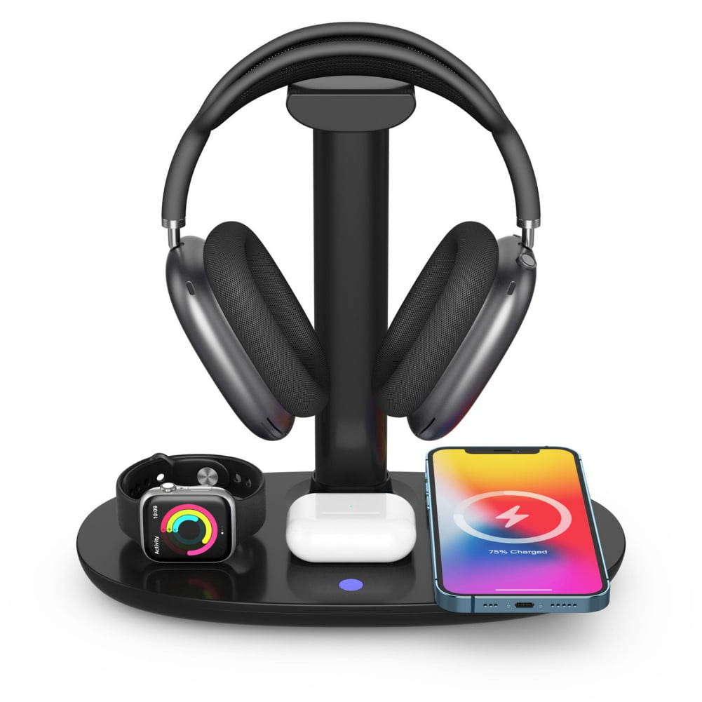 4 in 1 Headphone Stand with 15w Wireless Charger, Qi Charging Station