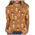 thumbnail image 2 of Pulls Pulls pulls Vêtements Vêtements Mode d'Automne Confortables Décontractés 2023 Mode Femmes Halloween Impression en Vrac T-shirt Manches 3/4 Col Rond Chemise Décontractée, 2 of 5