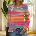 thumbnail image 2 of Arnsht Womens Printed Tops Casual Asymmetrical Neck Long Sleeve Shirts Button Cute Loose Fit Business Dressy Blouses Pink L, 2 of 7