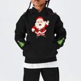 thumbnail image 5 of UACY Kids Girls Christmas Santa Claus Graphic Hoodie Fleece Lined Long Sleeve Hooded Funny Preppy Sweatshirt Fall Winter Pullover Tops (Black, 11-12 Years), 5 of 5
