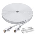 thumbnail image 1 of Cat6 Ethernet Cable 100 FT White, Cat-6 Flat Computer Internet LAN Network Ethernet Patch Cable Cord, RJ45 LAN, 1 of 5
