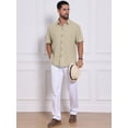 thumbnail image 5 of DARING DIVA Men's Texture Short Sleeve Button Down Casual Knitted Shirt S Khaki, 5 of 7