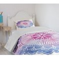 thumbnail image 4 of Ambesonne Leaf Quilted Bedspread Set 2 Pcs, Boho Blossom Watercolor, Twin Size, Violet Blue Fuchsia, 4 of 6