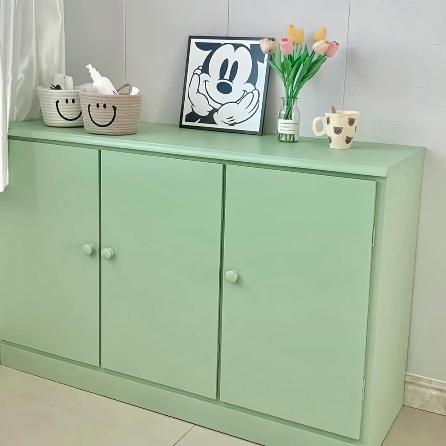Sage Green Peel and Stick Wallpaper Solid Sage Green Contact Paper A Set of 15.7"x236" Matte Self Adhesive Waterproof Vinyl Roll for Wall Coverings,Cabinets,Countertops,Bedroom,Kitchen