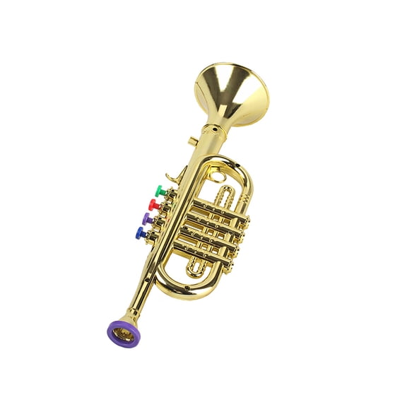Wosthever Trompeta para niños, tamaño compacto, superficie plateada, accesorio de aprendizaje, material escolar, modelo de trompetas, Accesorios para instrumentos musicales