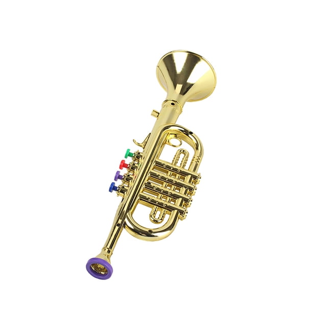 Wosthever Trompeta para niños, tamaño compacto, superficie plateada, accesorio de aprendizaje, material escolar, modelo de trompetas, Accesorios para instrumentos musicales