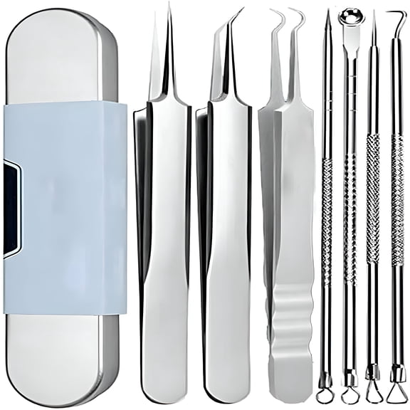 EXLEAF Pack Stainless Steel Remover Tools KitMedical Grade Blackhead Extraction FaceSilver