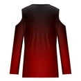 thumbnail image 4 of Htigea Women Cold Shoulder T-Shirts V-Neck Criss Cross Long Sleeve Tops Casual Loose Tunic Tees Fashion Gradient Color Shirts Wine M, 4 of 5