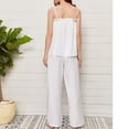 thumbnail image 4 of Defitshape Women's Cotton Pajama Set Summer Tank Pajamas Comfy Cute Cami Fall Cool Long High Waisted Lightweight 2 Piece White Medium, 4 of 4
