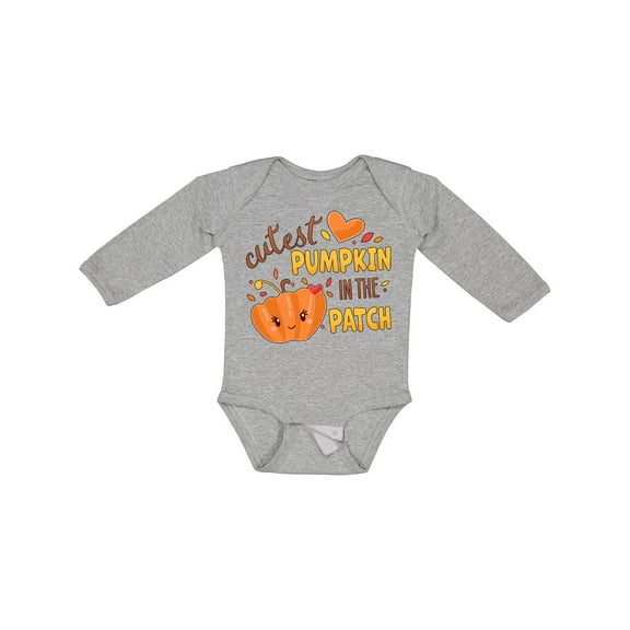 Inktastic Cutest Pumpkin in the Patch with Orange Heart Boys or Girls Long Sleeve Baby Bodysuit