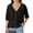 Black, variant on Half Sleeve Solid Color V Neck Women Casual Button Down Cardigan Knit Tops