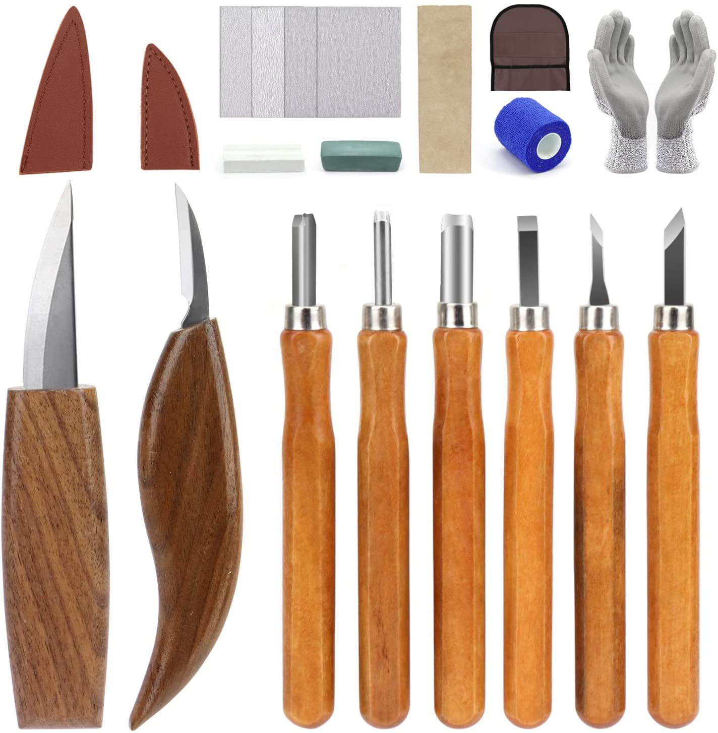 Olerqzer Wood Carving Tools for Beginners, 12-in-1 Wood Carving Kit with  Carving Hook Knife, Whittling Knife, Chip Carving Knife, Gloves, Carving