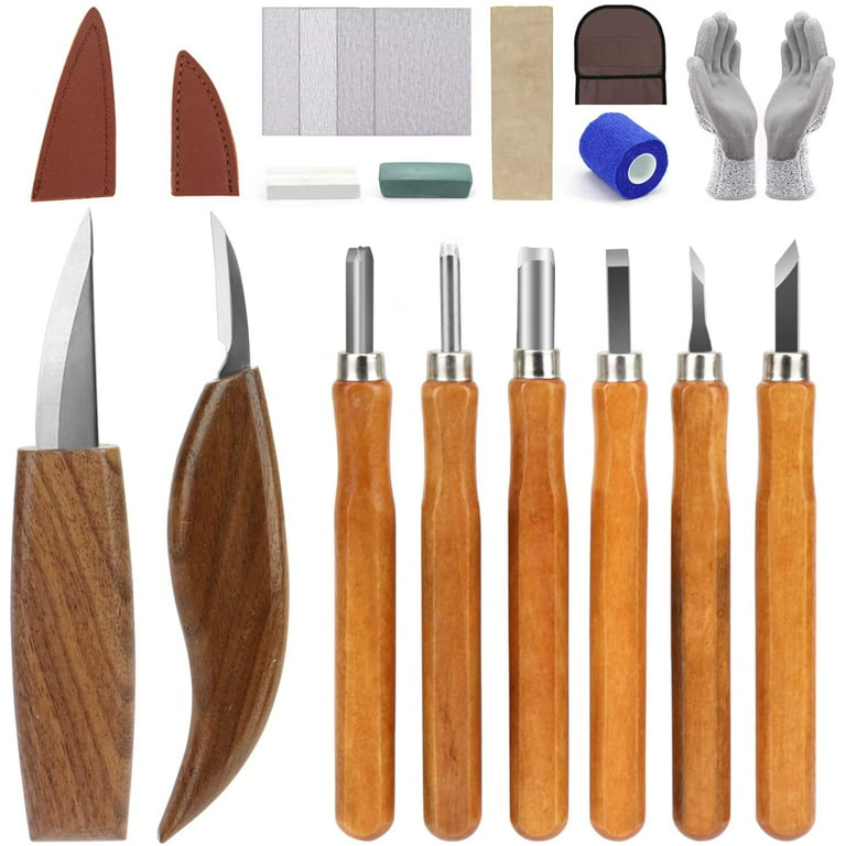 VIBRATITE Wood Carving Tools Set - Deluxe Wood Carving Knife Kit with  Carving Detail Knife - Whittling Knife Woodworking Kit for Beginner and