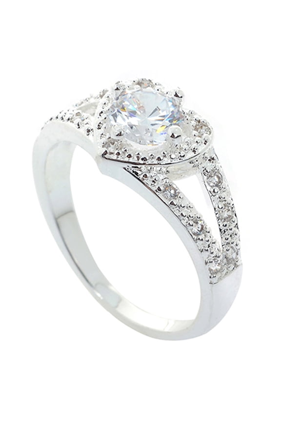 925 Sterling Silver Crystal Love Heart Shaped Wedding Engagement Rings Excellent Rings Christmas Jewelry Gifts For Women