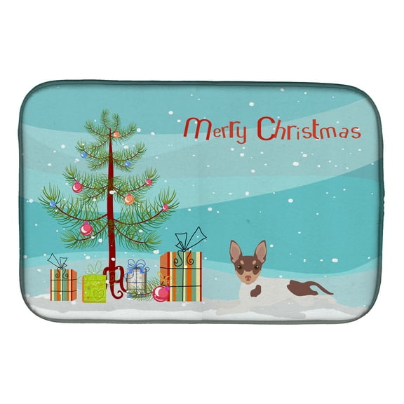 Toy Fox Terrier Christmas Tree Dish Drying Mat