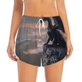 thumbnail image 2 of Gukieu Black Dragon Cliff Dawn Print Women's Sports Shorts with Drawstring Elastic Waistband for Running, Yoga, Fitness-XX-Large, 2 of 7