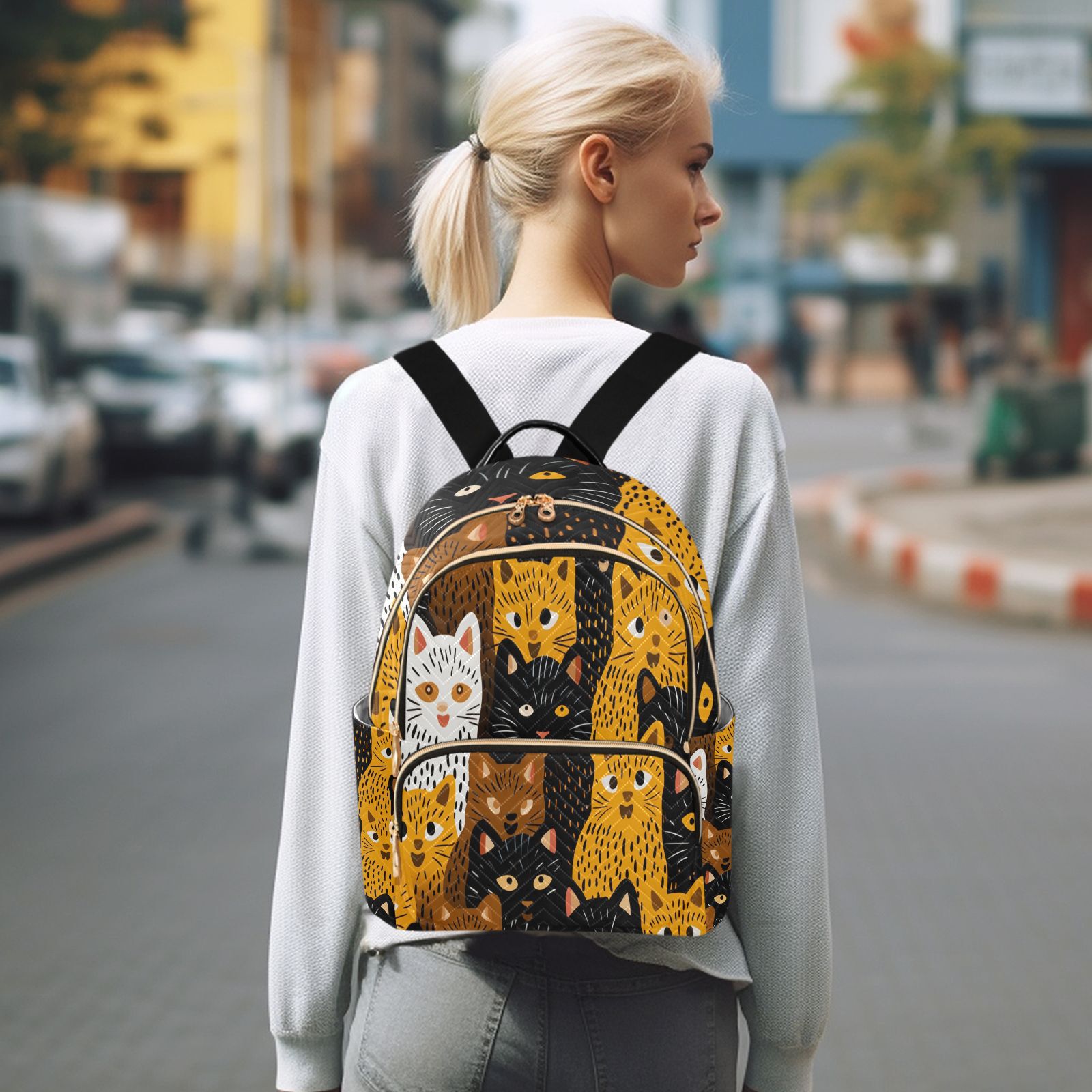 Cats Travel Laptop Backpack Casual Daypack Lightweight Bookbag Compartment for Business