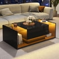 thumbnail image 2 of Taoruifang High Gloss Coffee Table with LED Lights & 1 Drawer – Black Glass Top, 39.3″, 2 of 22