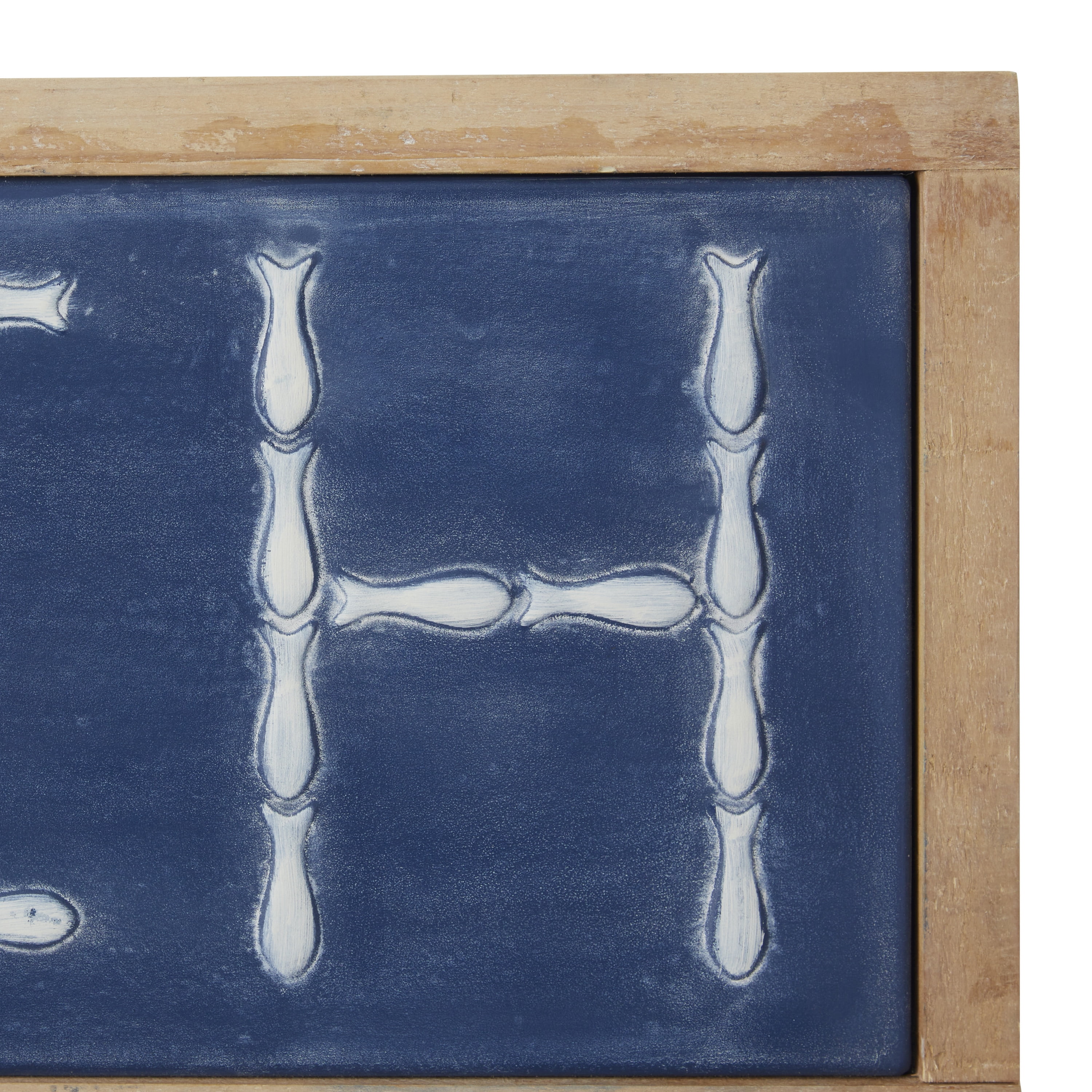 DecMode White Metal Beach Sign Wall Decor with Brown Frame