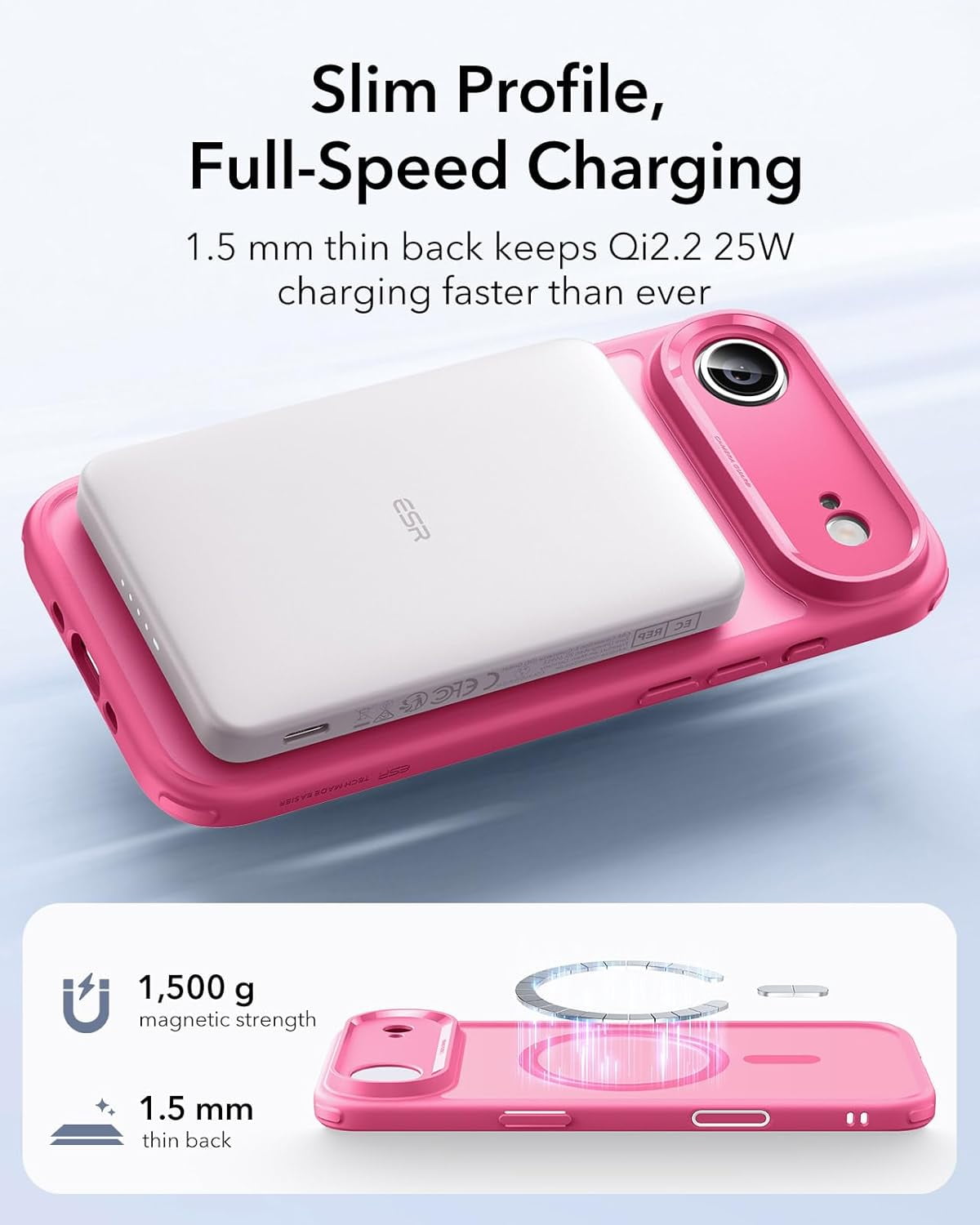 CRKMGS-for iPhone Air Case, Camera Control, Compatible with MagSafe, Shockproof Military-Grade Protection, Magnetic Phone Case for iPhone 17 Air Case, Frosted Pink