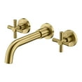 thumbnail image 1 of Brushed Brass Wall Mount Bathroom Faucet Two Cross Handles and Rough-in Valve Included,SUMERAIN, 1 of 6